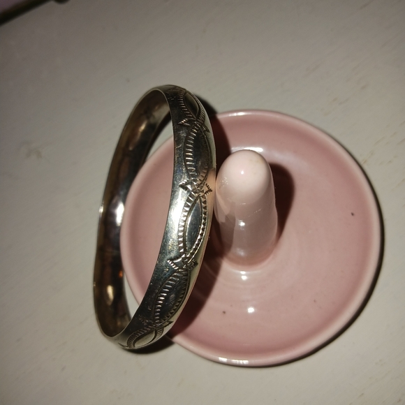 Native American Jewelry - Sterling Silver Aztec Bangle Bracelet